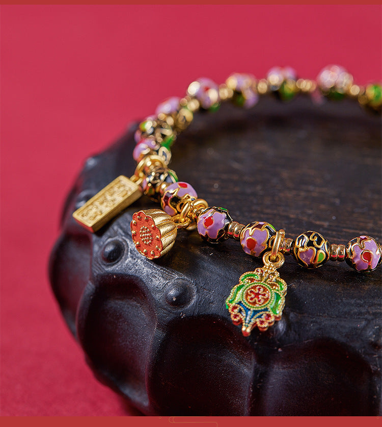 Beijing Yong Temple Genuine Cloisonné Bracelet Enamel Craft Copper Tire Filigree Enamel Bracelet Wholesale