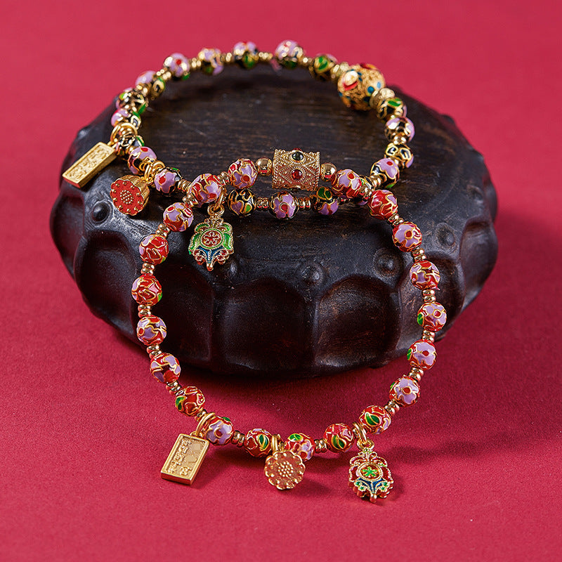 Beijing Yong Temple Genuine Cloisonné Bracelet Enamel Craft Copper Tire Filigree Enamel Bracelet Wholesale