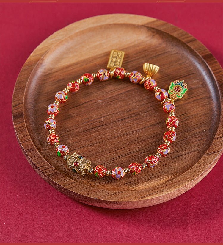 Beijing Yong Temple Genuine Cloisonné Bracelet Enamel Craft Copper Tire Filigree Enamel Bracelet Wholesale