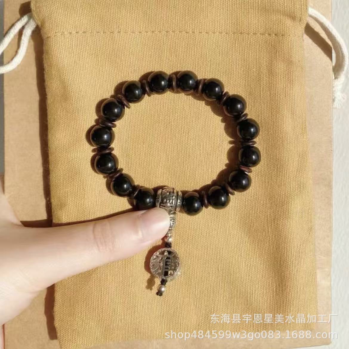 Bronze Incense Ash Glazed Bracelet Lucky Bracelet Beaded Colorful Porcelain Powder Porcelain Gift for Girlfriend