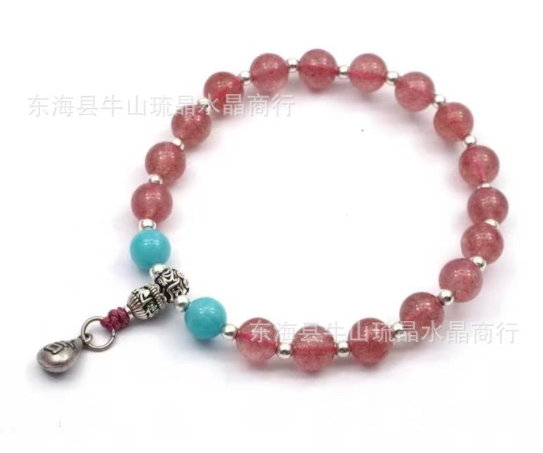 Wholesale Natural Crystal Hair Crystal Green Phantom Amethyst Strawberry Crystal Scenic Area Same Style Bracelet Xiaohongshu Douyin Hot Item