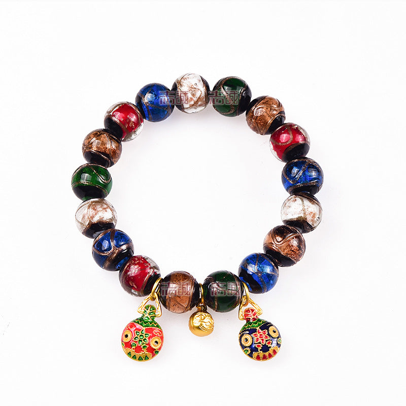 Incense Ash Glazed Bracelet Beijing Same Style Multicolored Ancient Method Multi-Treasure Gold-Devouring Beast Couple Bracelet Buddhist Beads Wholesale