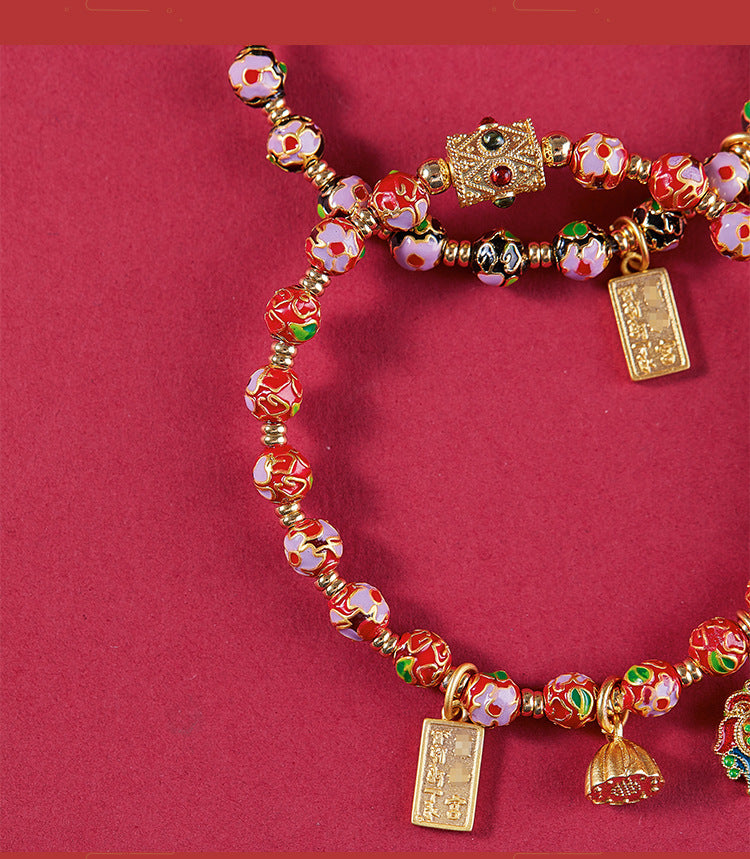 Beijing Yong Temple Genuine Cloisonné Bracelet Enamel Craft Copper Tire Filigree Enamel Bracelet Wholesale