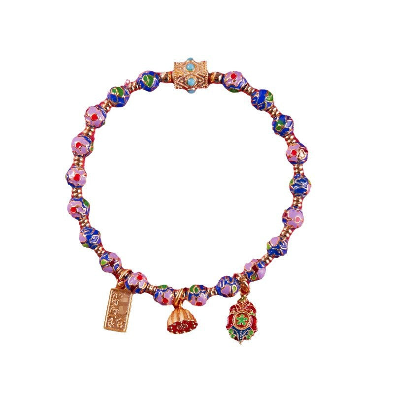 Beijing Yong Temple Genuine Cloisonné Bracelet Enamel Craft Copper Tire Filigree Enamel Bracelet Wholesale