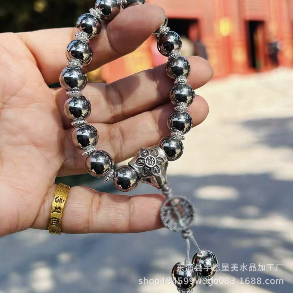 Bronze Incense Ash Glazed Bracelet Lucky Bracelet Beaded Colorful Porcelain Powder Porcelain Gift for Girlfriend