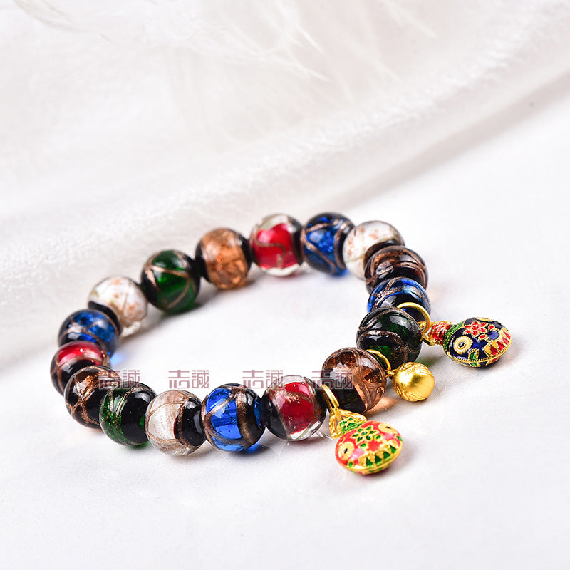 Incense Ash Glazed Bracelet Beijing Same Style Multicolored Ancient Method Multi-Treasure Gold-Devouring Beast Couple Bracelet Buddhist Beads Wholesale