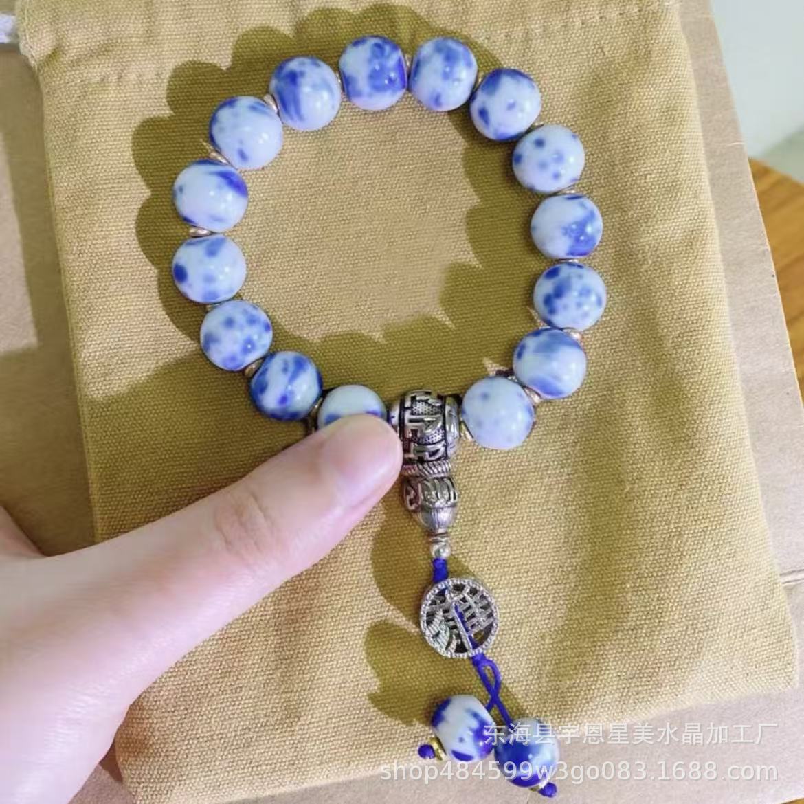 Bronze Incense Ash Glazed Bracelet Lucky Bracelet Beaded Colorful Porcelain Powder Porcelain Gift for Girlfriend