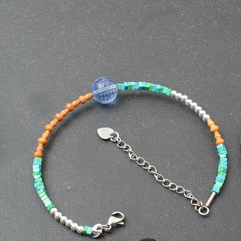 Hot-Selling Heart Mantra Bracelet Heart Sutra Beads Wealth God Green Tara Buddhist Beads Handmade Chinese Style Exquisite Lucky Jewelry