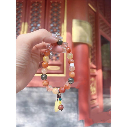 Summer Ni Ni Same Style Beijing Natural Crystal Fortune, Prosperity, Longevity Five Blessings Multi-Treasure Melad Whitening Bracelet Bead Bracelet