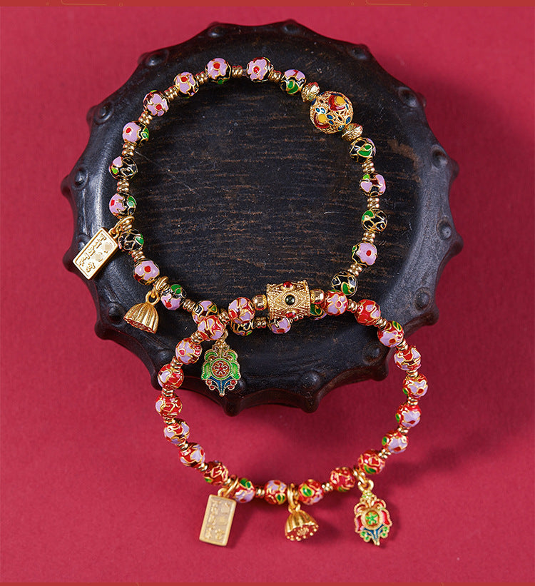 Beijing Yong Temple Genuine Cloisonné Bracelet Enamel Craft Copper Tire Filigree Enamel Bracelet Wholesale
