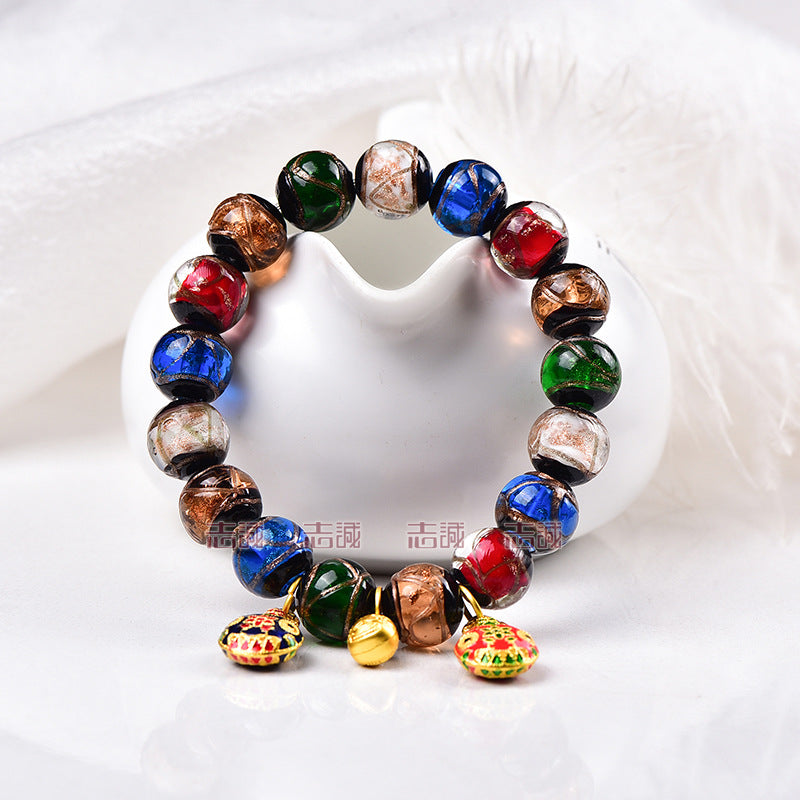 Incense Ash Glazed Bracelet Beijing Same Style Multicolored Ancient Method Multi-Treasure Gold-Devouring Beast Couple Bracelet Buddhist Beads Wholesale