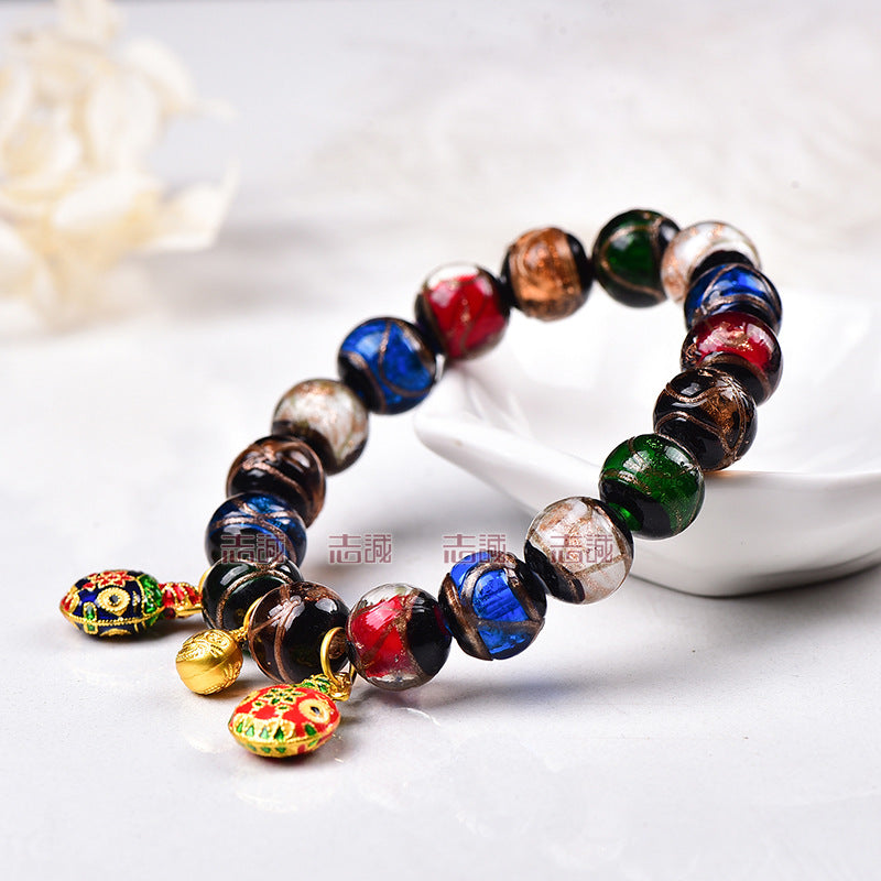 Incense Ash Glazed Bracelet Beijing Same Style Multicolored Ancient Method Multi-Treasure Gold-Devouring Beast Couple Bracelet Buddhist Beads Wholesale