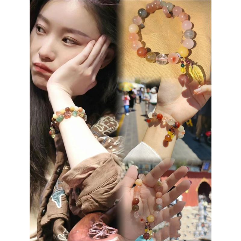 Summer Ni Ni Same Style Beijing Natural Crystal Fortune, Prosperity, Longevity Five Blessings Multi-Treasure Melad Whitening Bracelet Bead Bracelet