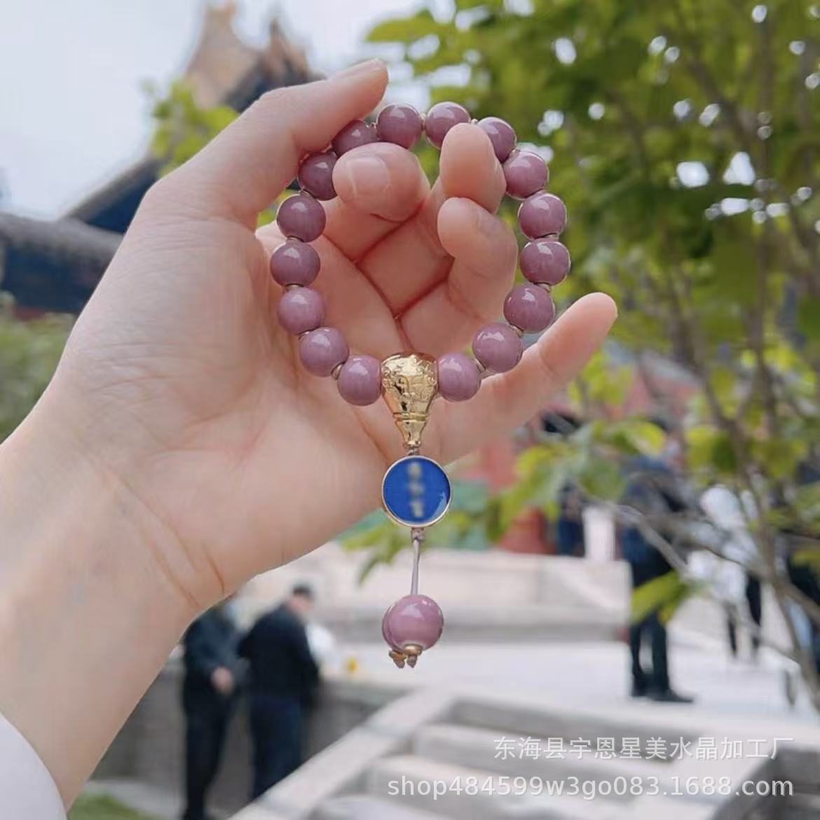 Bronze Incense Ash Glazed Bracelet Lucky Bracelet Beaded Colorful Porcelain Powder Porcelain Gift for Girlfriend