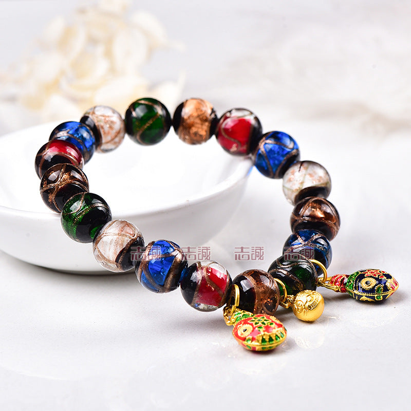 Incense Ash Glazed Bracelet Beijing Same Style Multicolored Ancient Method Multi-Treasure Gold-Devouring Beast Couple Bracelet Buddhist Beads Wholesale