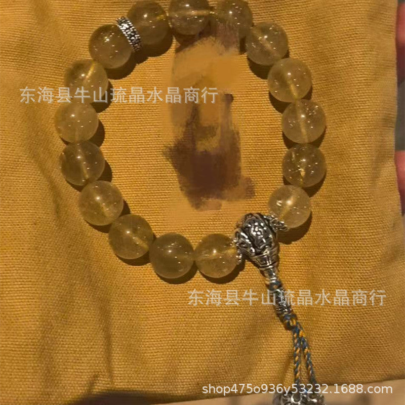 Wholesale Natural Crystal Hair Crystal Green Phantom Amethyst Strawberry Crystal Scenic Area Same Style Bracelet Xiaohongshu Douyin Hot Item