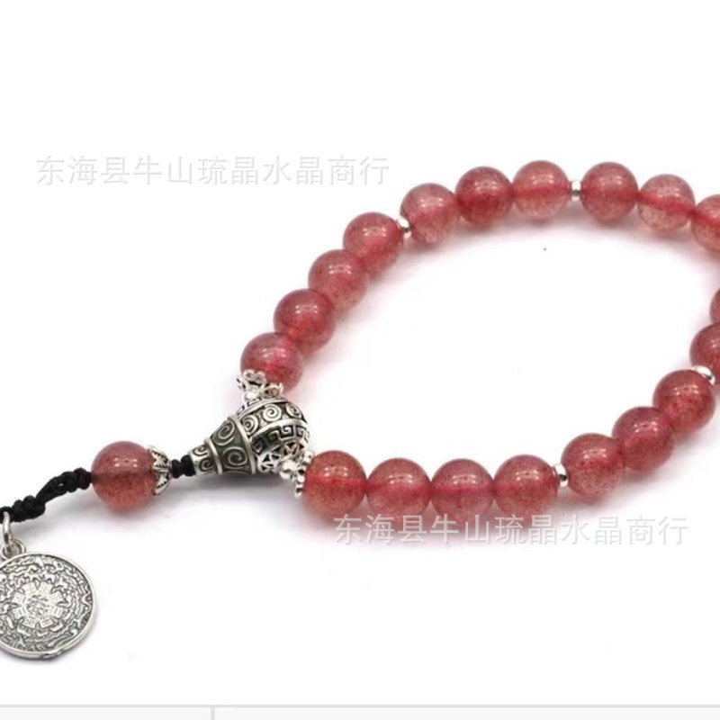 Wholesale Natural Crystal Hair Crystal Green Phantom Amethyst Strawberry Crystal Scenic Area Same Style Bracelet Xiaohongshu Douyin Hot Item