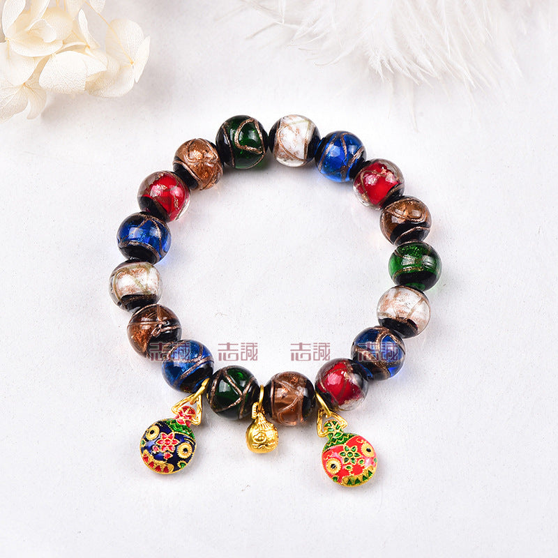 Incense Ash Glazed Bracelet Beijing Same Style Multicolored Ancient Method Multi-Treasure Gold-Devouring Beast Couple Bracelet Buddhist Beads Wholesale