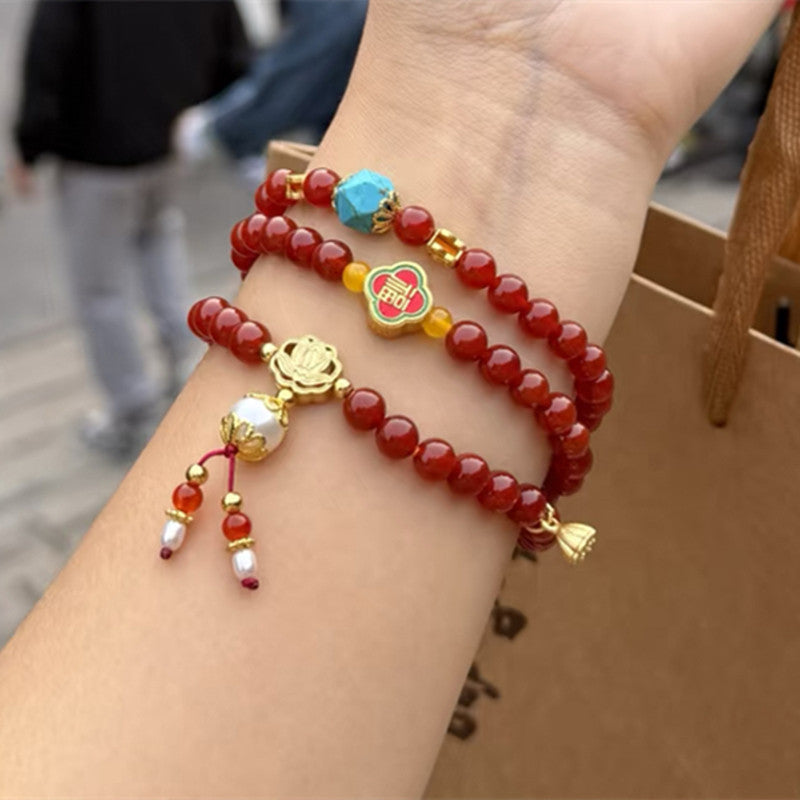 Wholesale Natural Crystal Hair Crystal Green Phantom Amethyst Strawberry Crystal Scenic Area Same Style Bracelet Xiaohongshu Douyin Hot Item