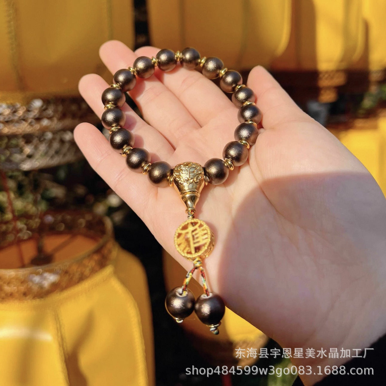 Bronze Incense Ash Glazed Bracelet Lucky Bracelet Beaded Colorful Porcelain Powder Porcelain Gift for Girlfriend