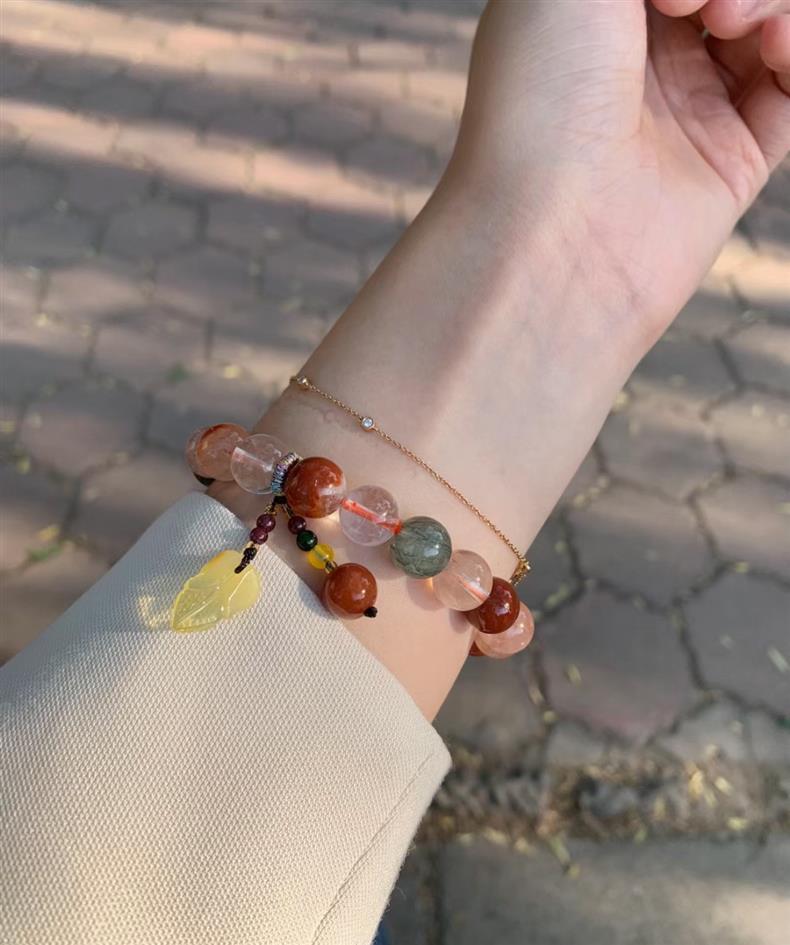 Summer Ni Ni Same Style Beijing Natural Crystal Fortune, Prosperity, Longevity Five Blessings Multi-Treasure Melad Whitening Bracelet Bead Bracelet