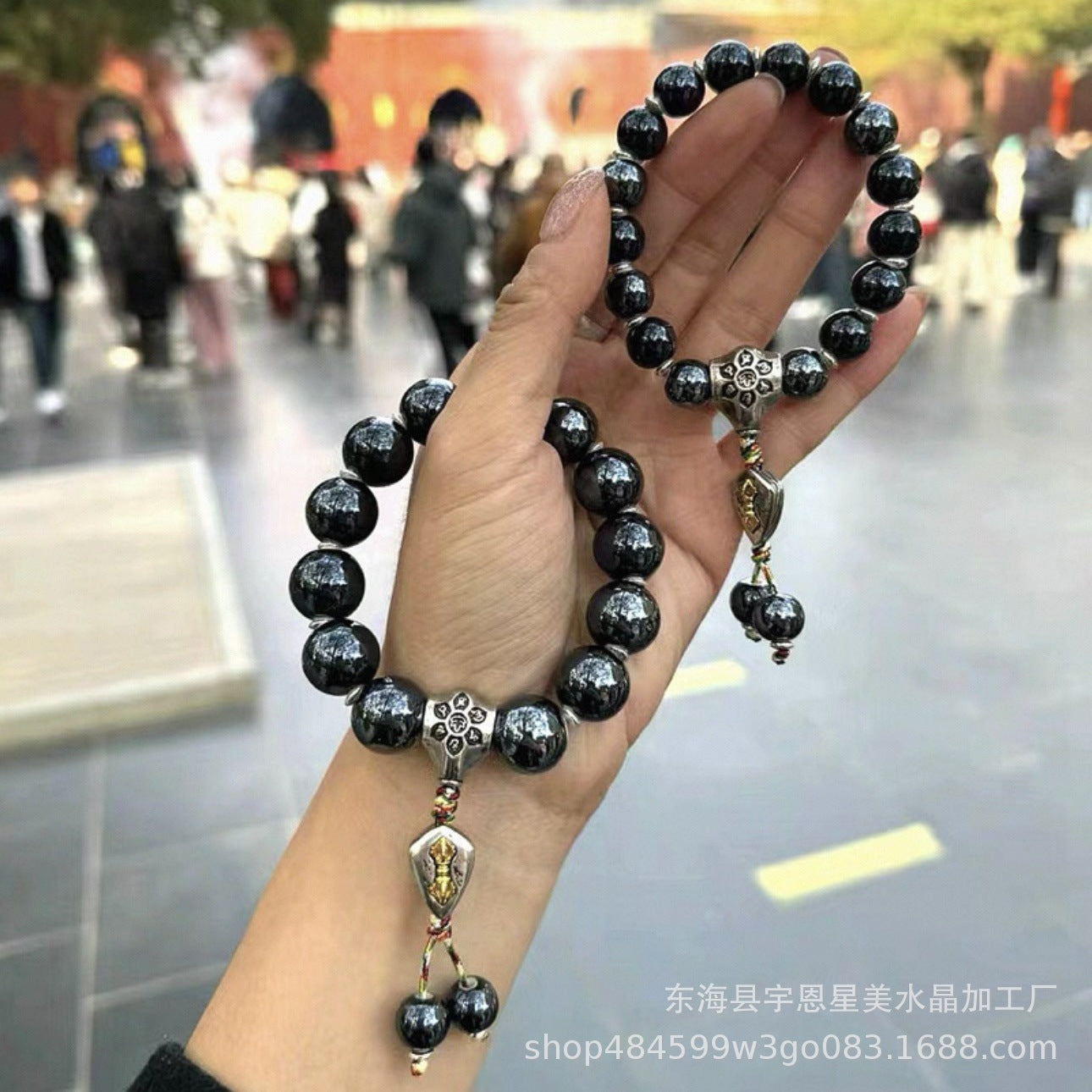 Bronze Incense Ash Glazed Bracelet Lucky Bracelet Beaded Colorful Porcelain Powder Porcelain Gift for Girlfriend