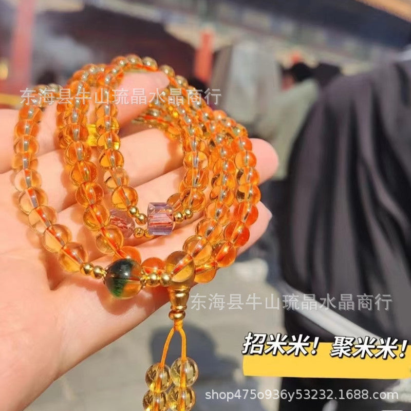 Wholesale Natural Crystal Hair Crystal Green Phantom Amethyst Strawberry Crystal Scenic Area Same Style Bracelet Xiaohongshu Douyin Hot Item