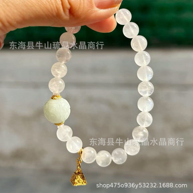 Wholesale Natural Crystal Hair Crystal Green Phantom Amethyst Strawberry Crystal Scenic Area Same Style Bracelet Xiaohongshu Douyin Hot Item